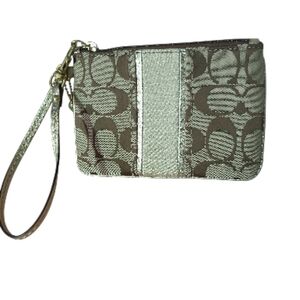 Coach Tan and Gold Wristlet